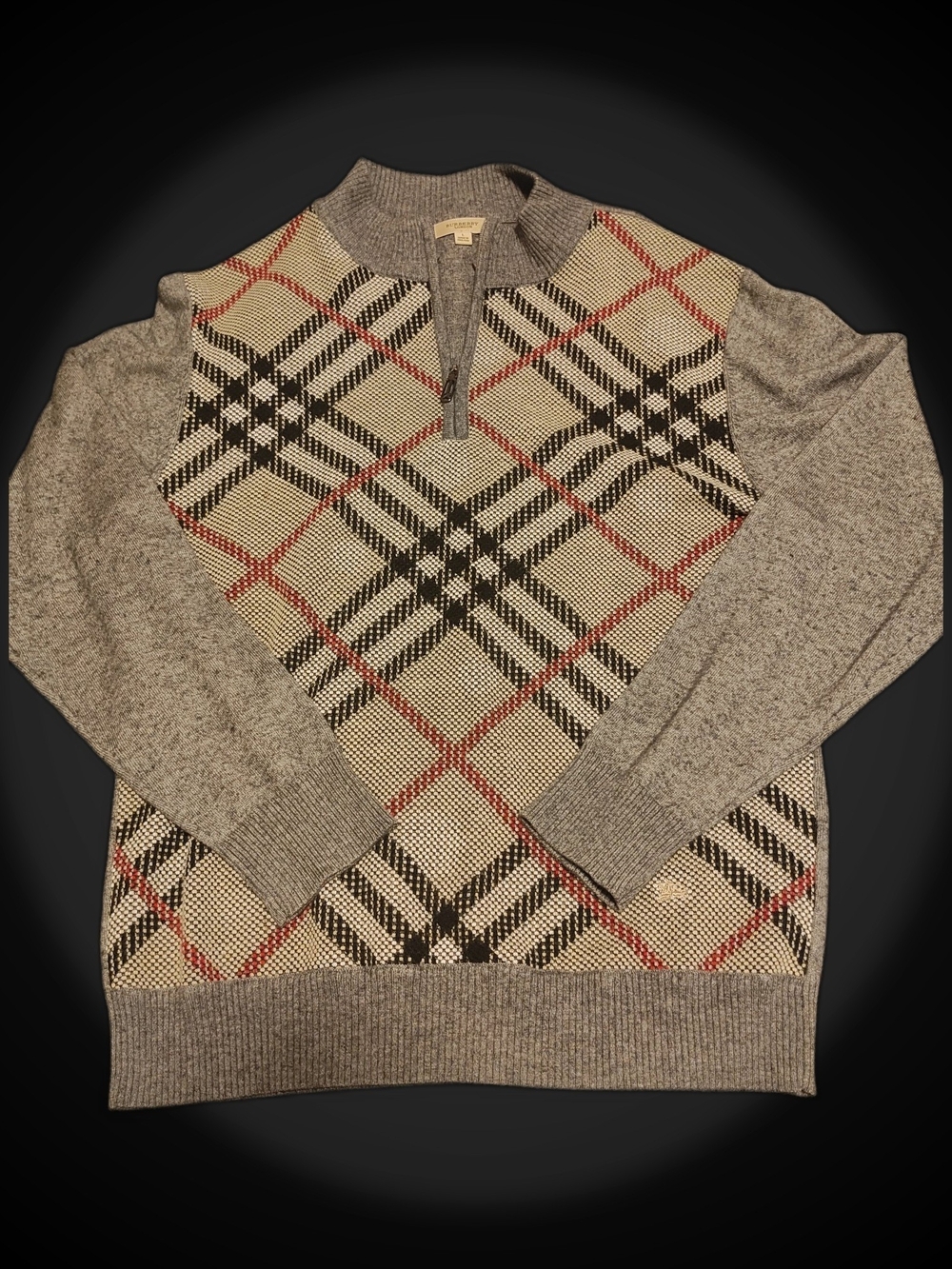 Men's Gray Half-Zip Burberry Cashmere